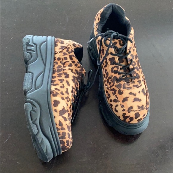 New leopard rave burning man platform sneakers 8 - Picture 1 of 7